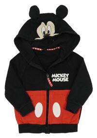 Černo-červená propínací mikina s kapucí - Mickey Disney