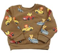 Hnědá mikina s medvídky a tygry 