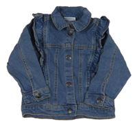 Modrá riflová bunda s volánky 