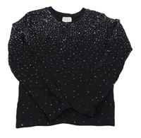 Černé triko s kamínky Zara