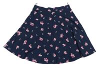 Tmavomodrá květovaná bavlněná sukně C&A