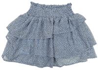 Světlemodro-béžová vzorovaná šifonová vrstvená sukně H&M