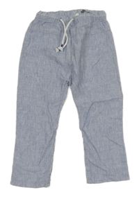 Modro-bílé pruhované lněné kalhoty H&M