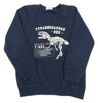 Tmavomodrá teplá mikina s kostrou dinosaura Kuniboo