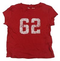 Červené žebrované crop tričko s číslem H&M