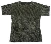 Černo-zlatá skládaná halenka s páskem River Island 