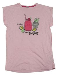 Světlerůžové tričko s limonádou Y.F.K.