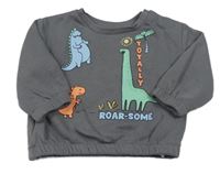 Šedá oversize mikina s dinosaury zn. Primark