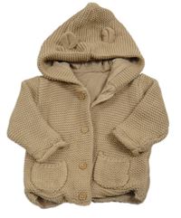 Béžový propínací podšitý svetr s kapucí George 