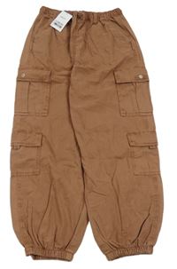 Nové - Rezavé plátěné cargo kalhoty s kapsami Next 