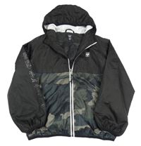 Černo-army šusťáková jarní bunda s kapucí New Look 