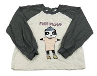 Smetanovo-šedé triko s pandou Next 