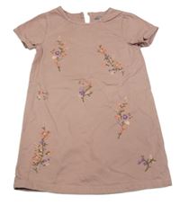 Starorůžové riflové šaty s kytičkami Next