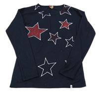 Tmavomodré úpletové triko s hvězdami 
