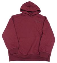 Vínová mikina s nápisem a kapucí M&S