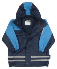 Tmavomodro-azurová nepromokavá jarní bunda s kapucí Playshoes