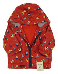 Nová - Červená šusťáková jarní bunda s písmenky a kapucí George 