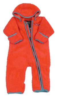 Neonově růžová chlupatá kombinéza s odepínací kapucí Name it