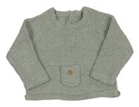 Zelenošedý vzorovaný svetr s kapsou Matalan