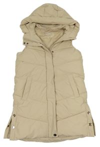 Béžová šusťáková maxi vesta s kapucí C&A