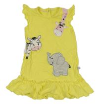 Žluté bavlněné šaty se zvířátky Liegelind
