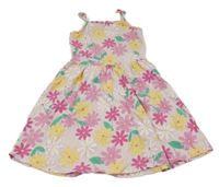 Světlerůžové bavlněné šaty s květy C&A