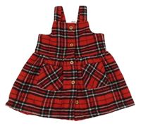 Červeno-černo-bílé kostkované propínací vlněné šaty F&F