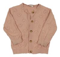 Broskvový propínací svetr s dirkovaným vzorem Next 