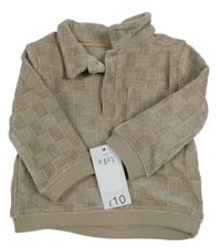 Nové - Béžová kostkovaná žinylková mikina s límečkem George 