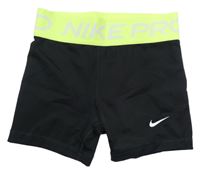Černé sportovní legínové kraťasy se žlutým pasem Nike