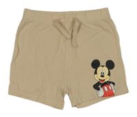 Béžové bavlněné kraťasy s Mickeym 