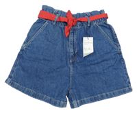 Nové - Modré riflové paper bag kraťasy s páskem Denim Co. 