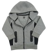 Šedo-černá melírovaná tech fleece propínací mikina s kapucí F&F