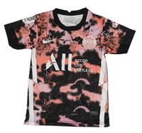 Černo-korálovo-světlerůžový vzorovaný funkční fotbalový dres Paris Saint-Germain a číslem Nike