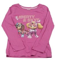 Tmavorůžové triko s PAW PATROL - Liberty a Skye zn. nickelodeon