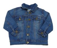 Tmavomodrá tepláková riflová bunda s límečkem so cute