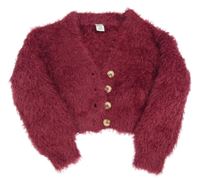 Vínové chlupaté propínací svetrové oversize bolérko dopodopo