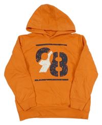 Tmavooranžová mikina s číslem a kapsou a kapucí YIGGA