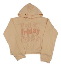 Meruňková crop mikina s nápisy a kapucí H&M