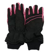 Černo-růžové šusťákové funkční zimní prstové rukavice crivit