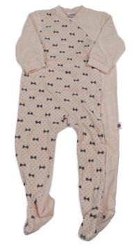 Světlerůžový sametový overal s mašličkami a puntíky coconette