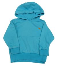 Azurová mikina s dinosaurem a kapsou a kapucí Next