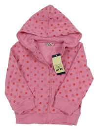 Nové - růžová květovaná propínací mikina s kapucí 