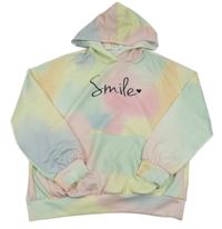 Barevná duhová mikina s nápisem a kapsou a kapucí SHEIN