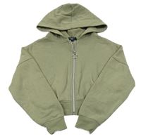 Khaki propínací crop mikina s kapucí New Look