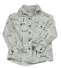 Bílá košile se zvířátky a stromy a číslem Topolino