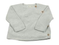 Světlešedo-bílý melírovaný zavinovací propínací svetr s hvězdičkou Zar