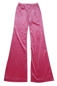 Tmavorůžové lesklé flare sametové kalhoty s nápisem z kamínků SHEIN