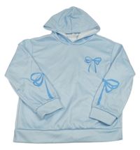 Světlemodrá mikina s mašlemi a kapucí