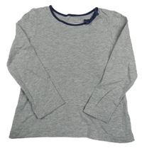 Šedo-tmavomodré melírované triko s mašlí YD